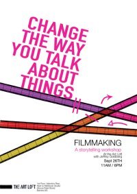 Movie workshop poster.: Directed to "the art loft art school in Bombay